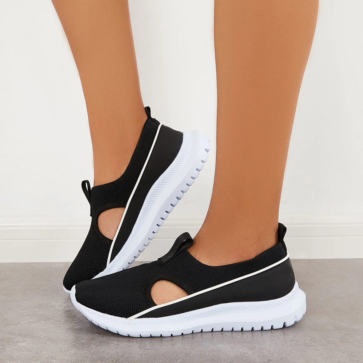 Sohiwoo  Women Slip on Mesh Knit Sneakers Breathable Walking Shoes