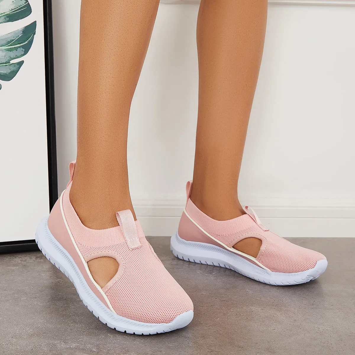 Sohiwoo  Women Slip on Mesh Knit Sneakers Breathable Walking Shoes