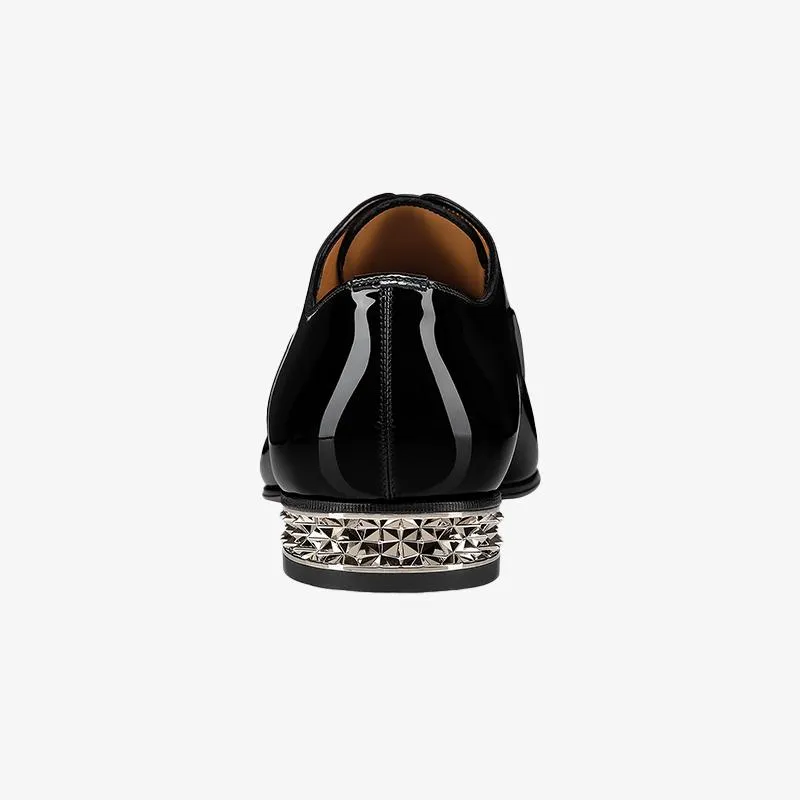 Studded Heel Leather Patent Loafer