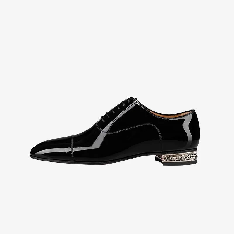 Studded Heel Leather Patent Loafer