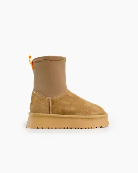 Suede Leather Fur Lined Platform Mid Boots