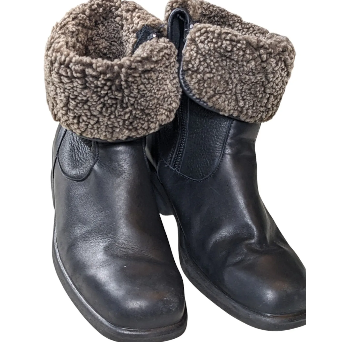 Toe Warmers Boots Womens 9 WW Leather Winter Snow Faux Sherpa Lined Anti Slip