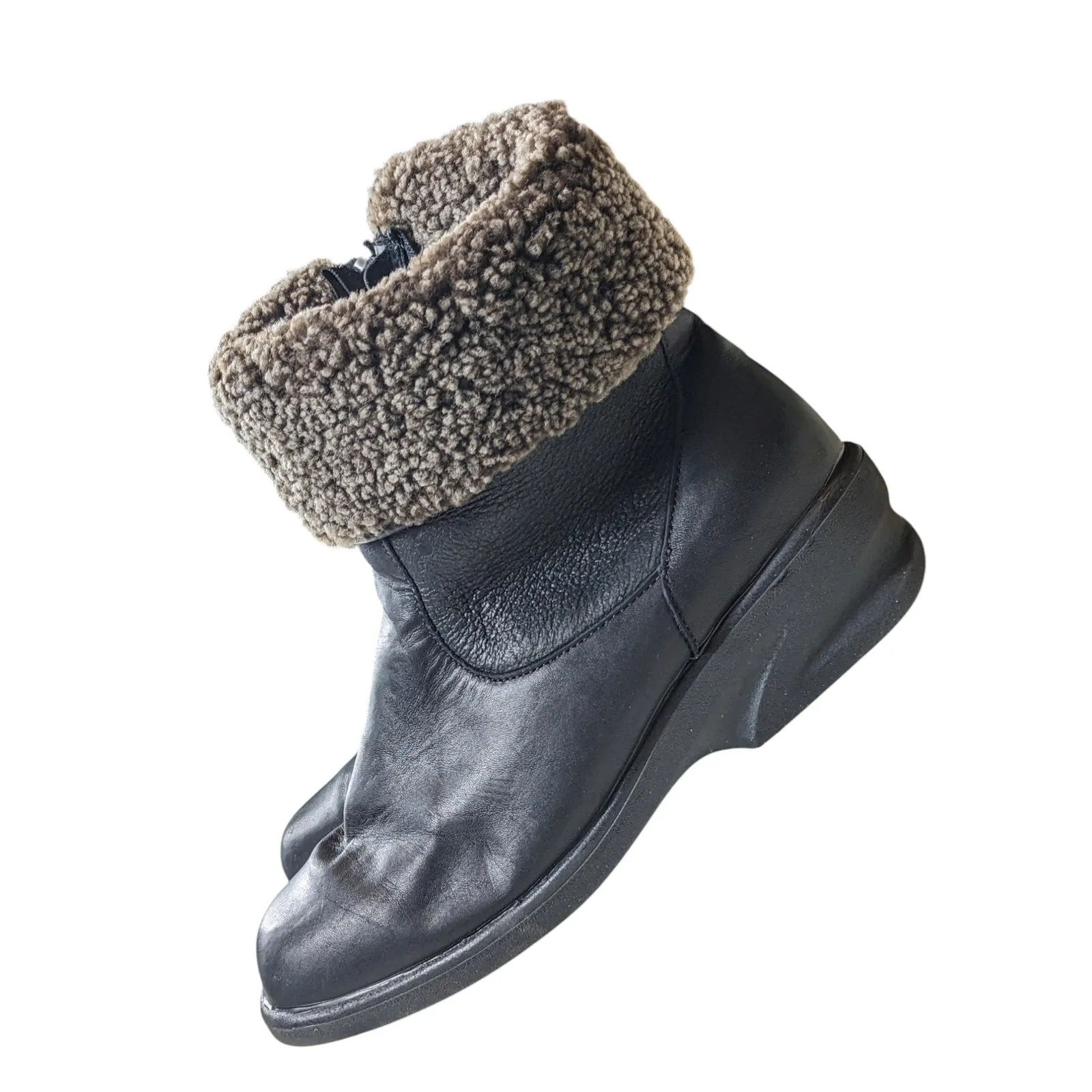 Toe Warmers Boots Womens 9 WW Leather Winter Snow Faux Sherpa Lined Anti Slip