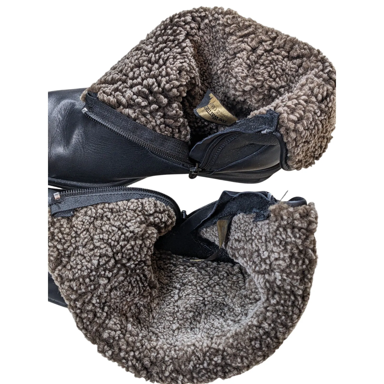 Toe Warmers Boots Womens 9 WW Leather Winter Snow Faux Sherpa Lined Anti Slip