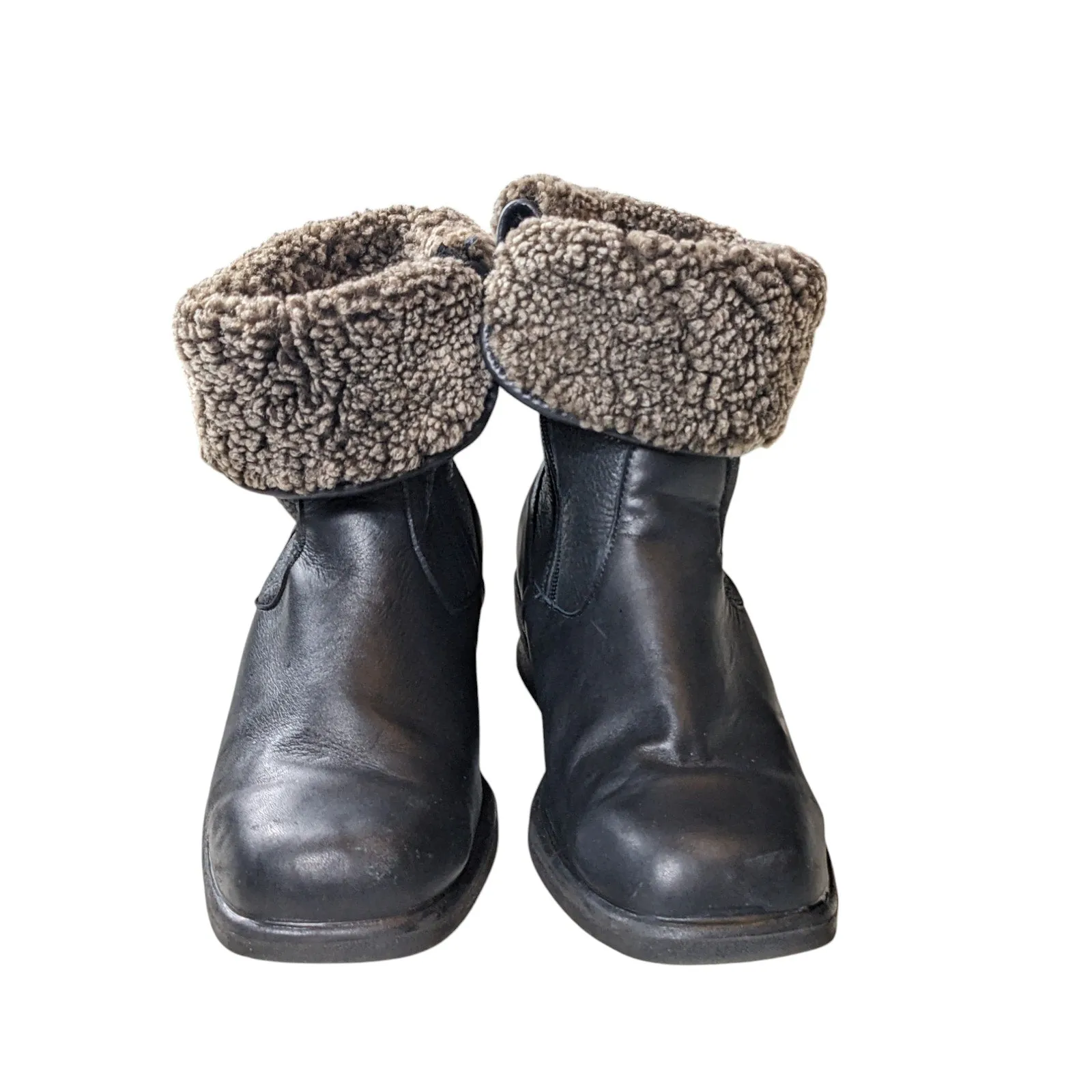 Toe Warmers Boots Womens 9 WW Leather Winter Snow Faux Sherpa Lined Anti Slip