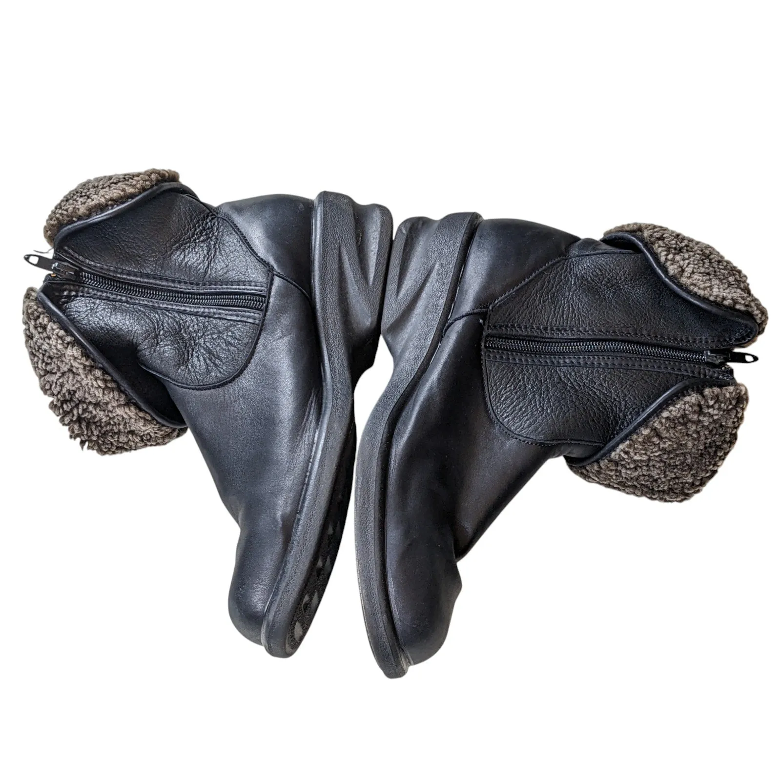 Toe Warmers Boots Womens 9 WW Leather Winter Snow Faux Sherpa Lined Anti Slip