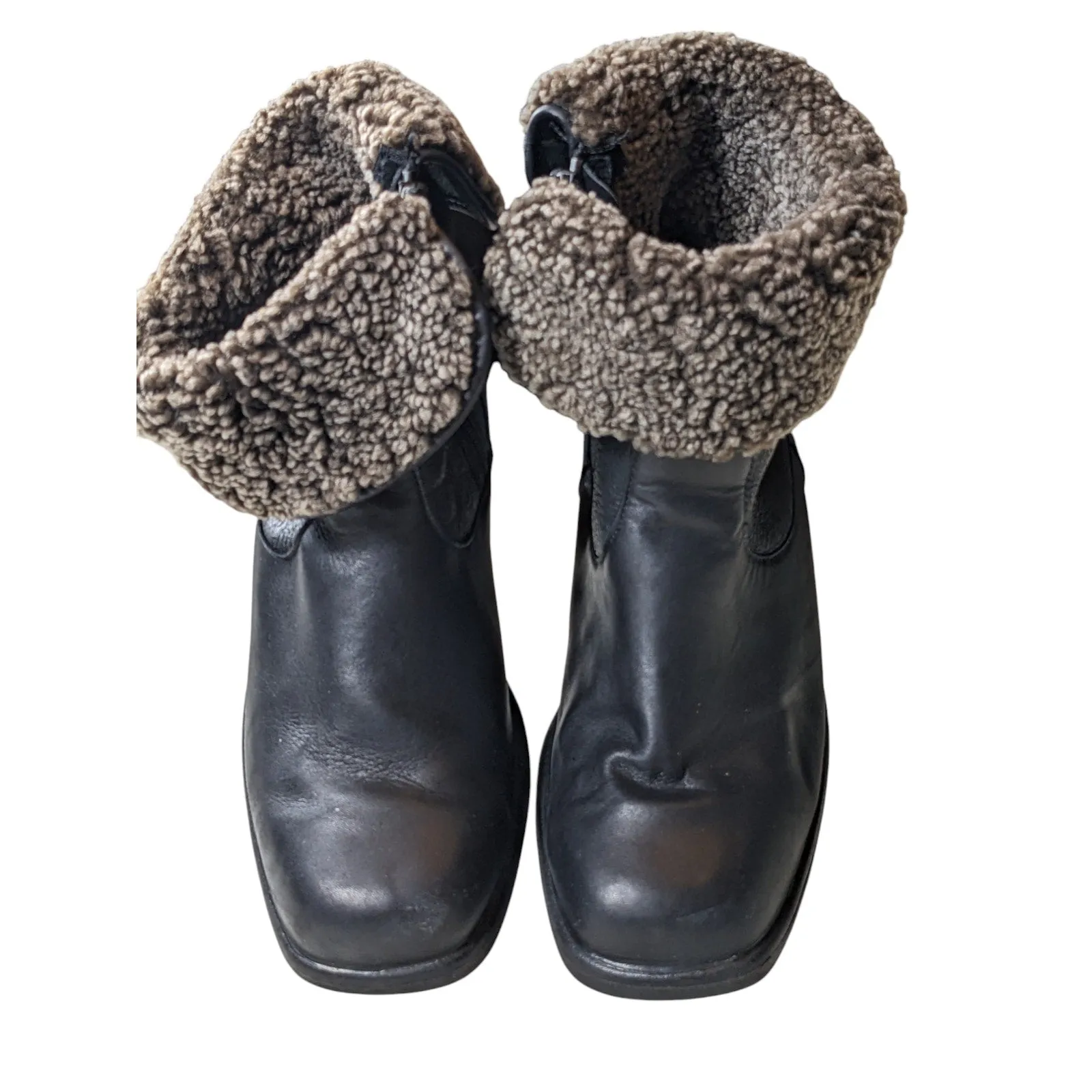 Toe Warmers Boots Womens 9 WW Leather Winter Snow Faux Sherpa Lined Anti Slip