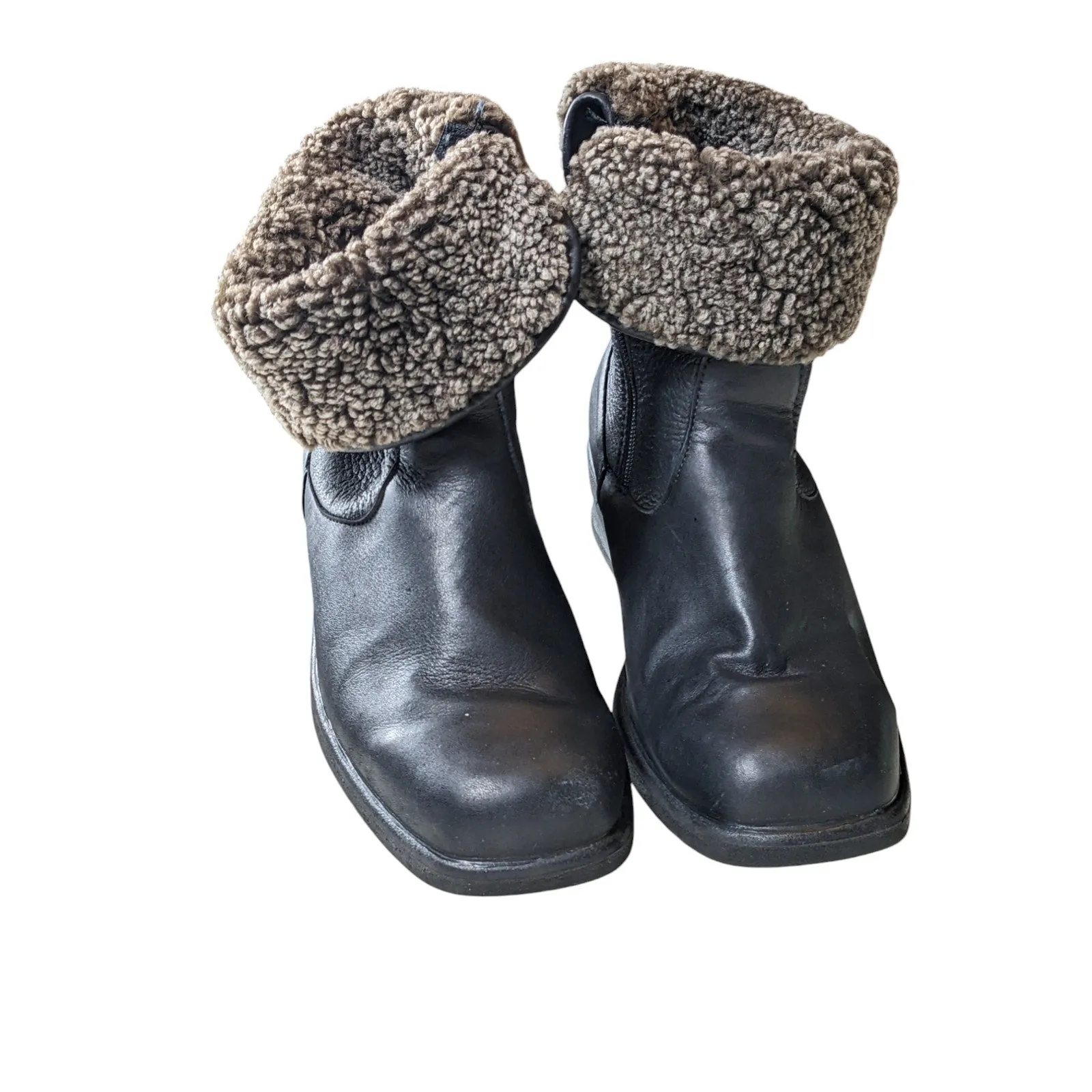 Toe Warmers Boots Womens 9 WW Leather Winter Snow Faux Sherpa Lined Anti Slip