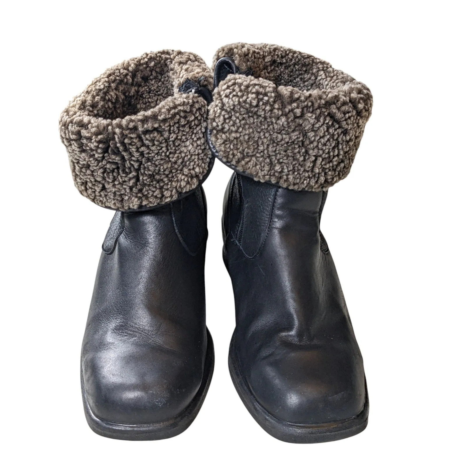 Toe Warmers Boots Womens 9 WW Leather Winter Snow Faux Sherpa Lined Anti Slip